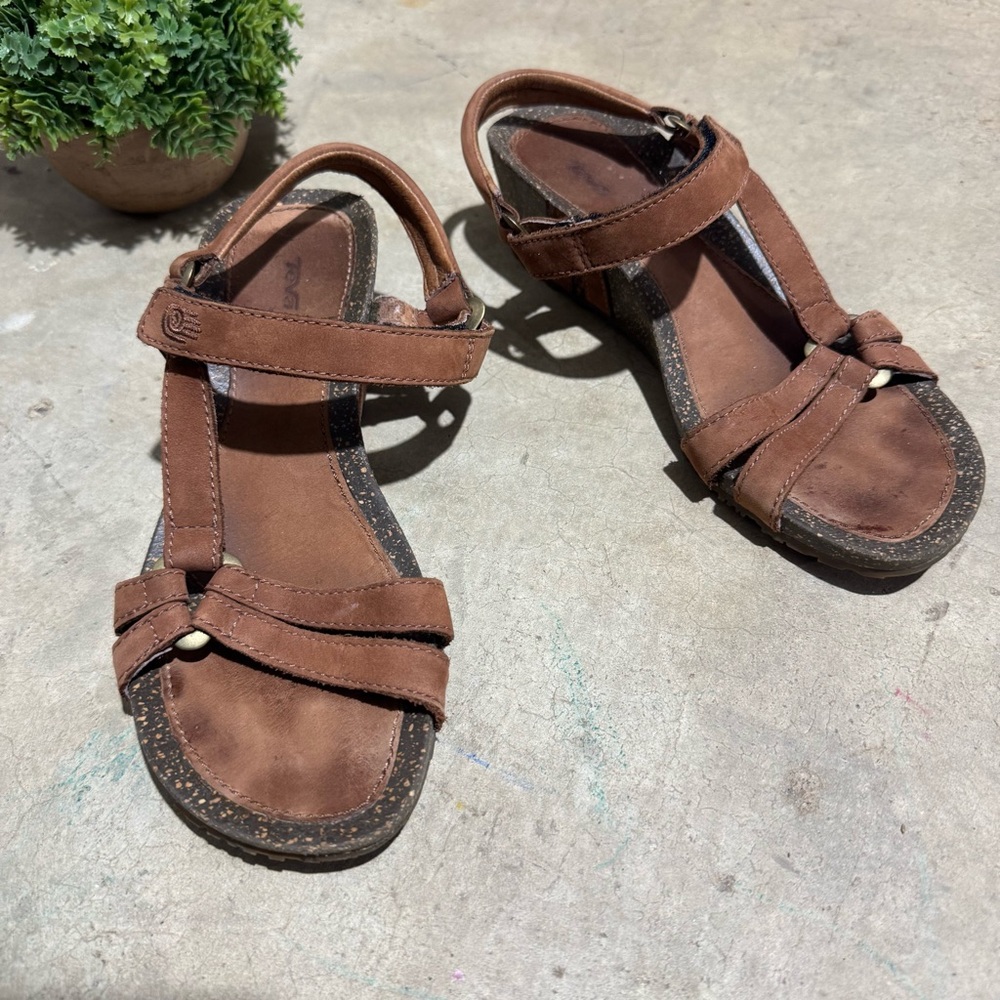 Teva Brown Leather Open-Toe Sandals